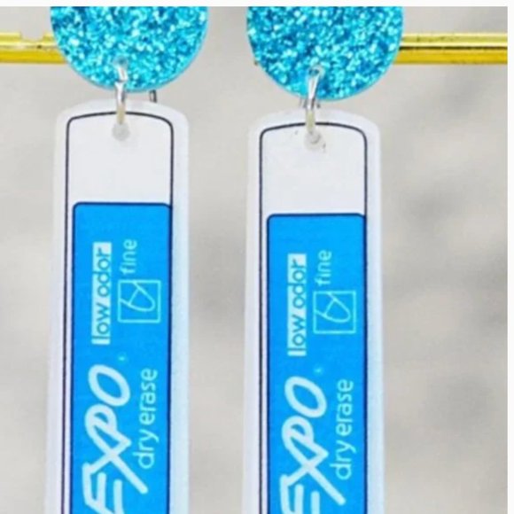 ⭐️💍 FREE Sharpie Pen College School Teacher Appreciation Artsy Pop Art Earrings - Picture 7 of 8